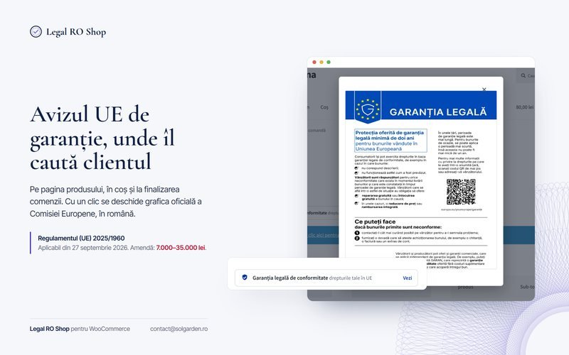 Avizul oficial de garanție legală deschis din pagina de finalizare a comenzii