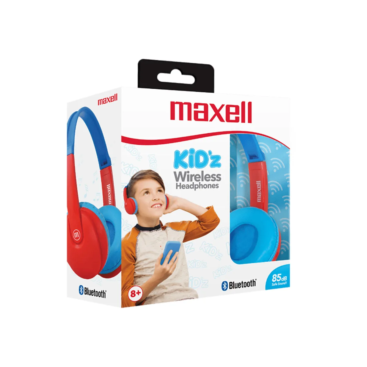 Casti copii Maxell HP-BT350, Bluetooth, limitare volum 85dB, cu microfon, rosu/albastru - imagine 2
