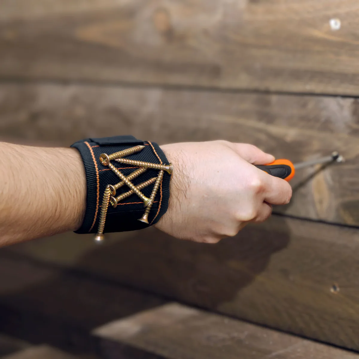 Bratara magnetica pentru suruburi si accesorii, reglabila cu velcro, 35 x 9 cm