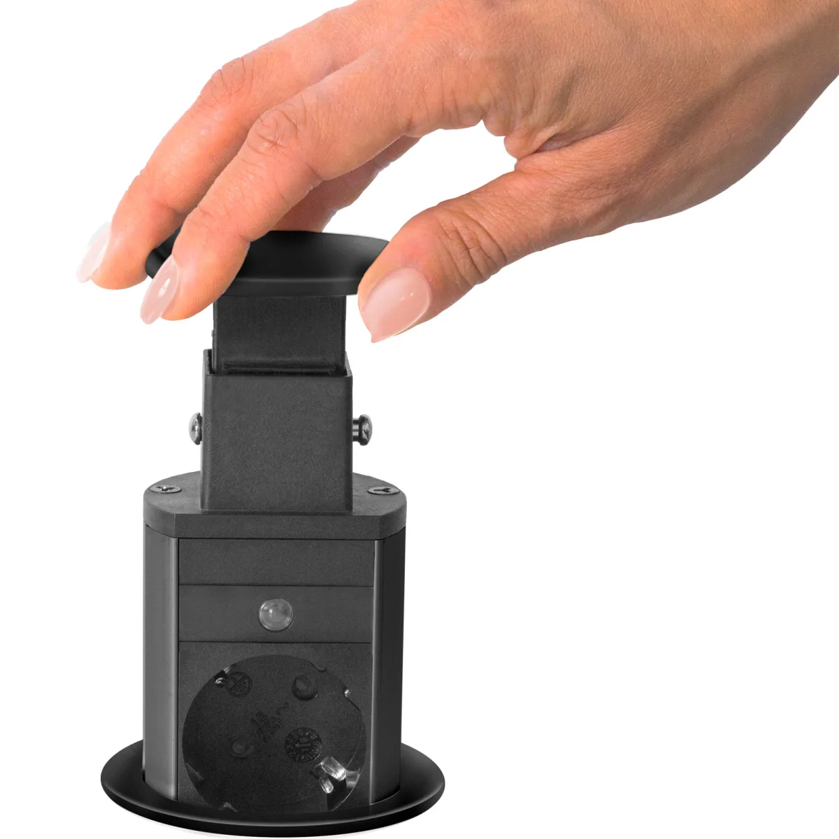 Priza incastrabila birou, 3 prize, 2 USB, 3500W, negru mat, pop up, 230V - imagine 3