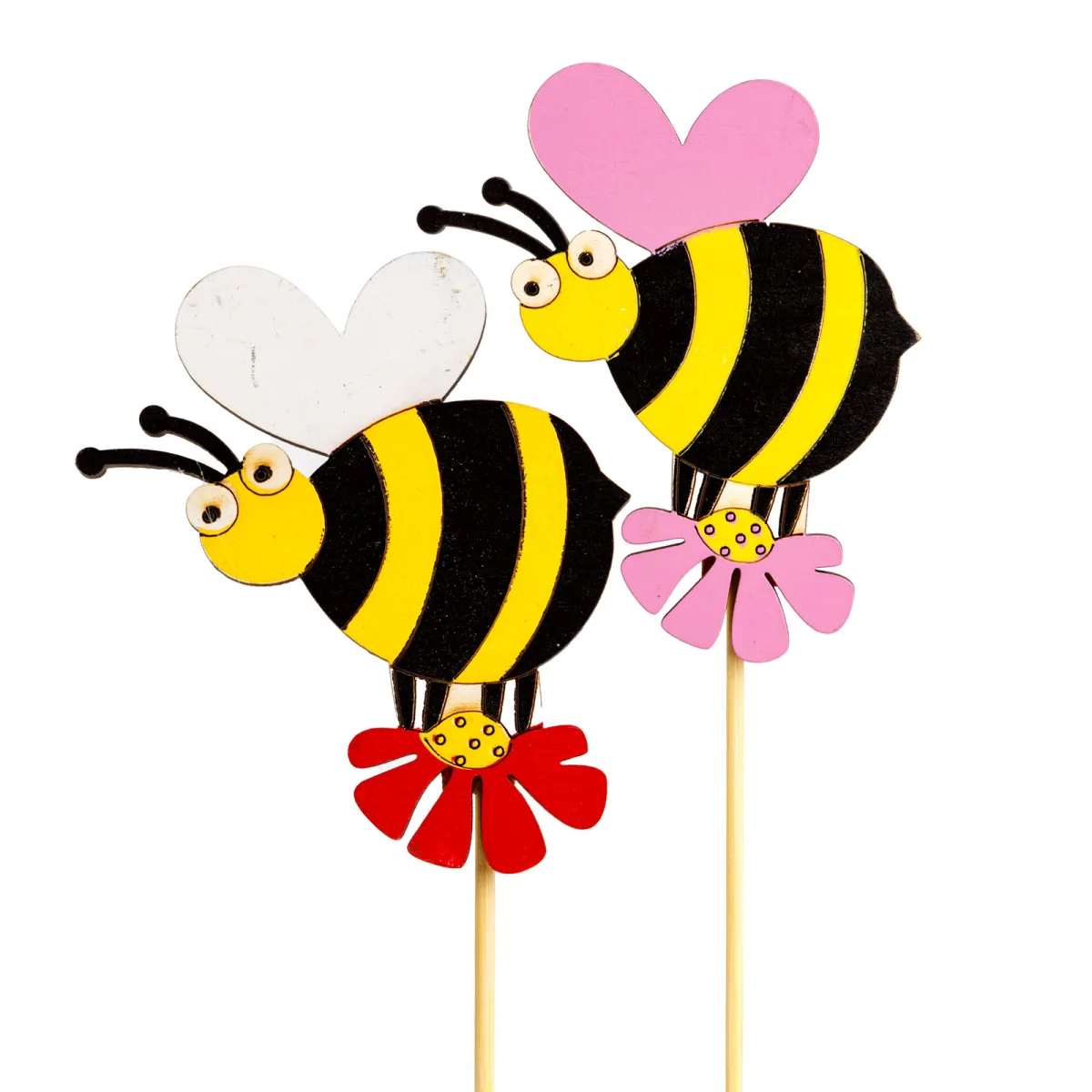 Decor gradina albina pe bat, figurina decorativa pentru ghiveci si gradina, ornament 33 cm - imagine 2