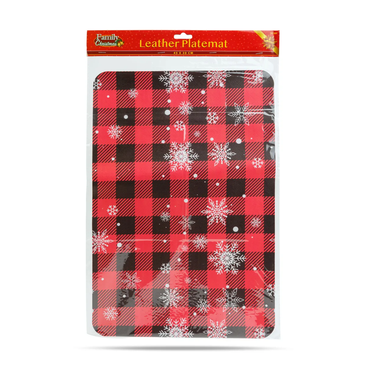 Suport farfurie Craciun 45 x 30 cm, rosu impermeabil cu model fulgi - imagine 3