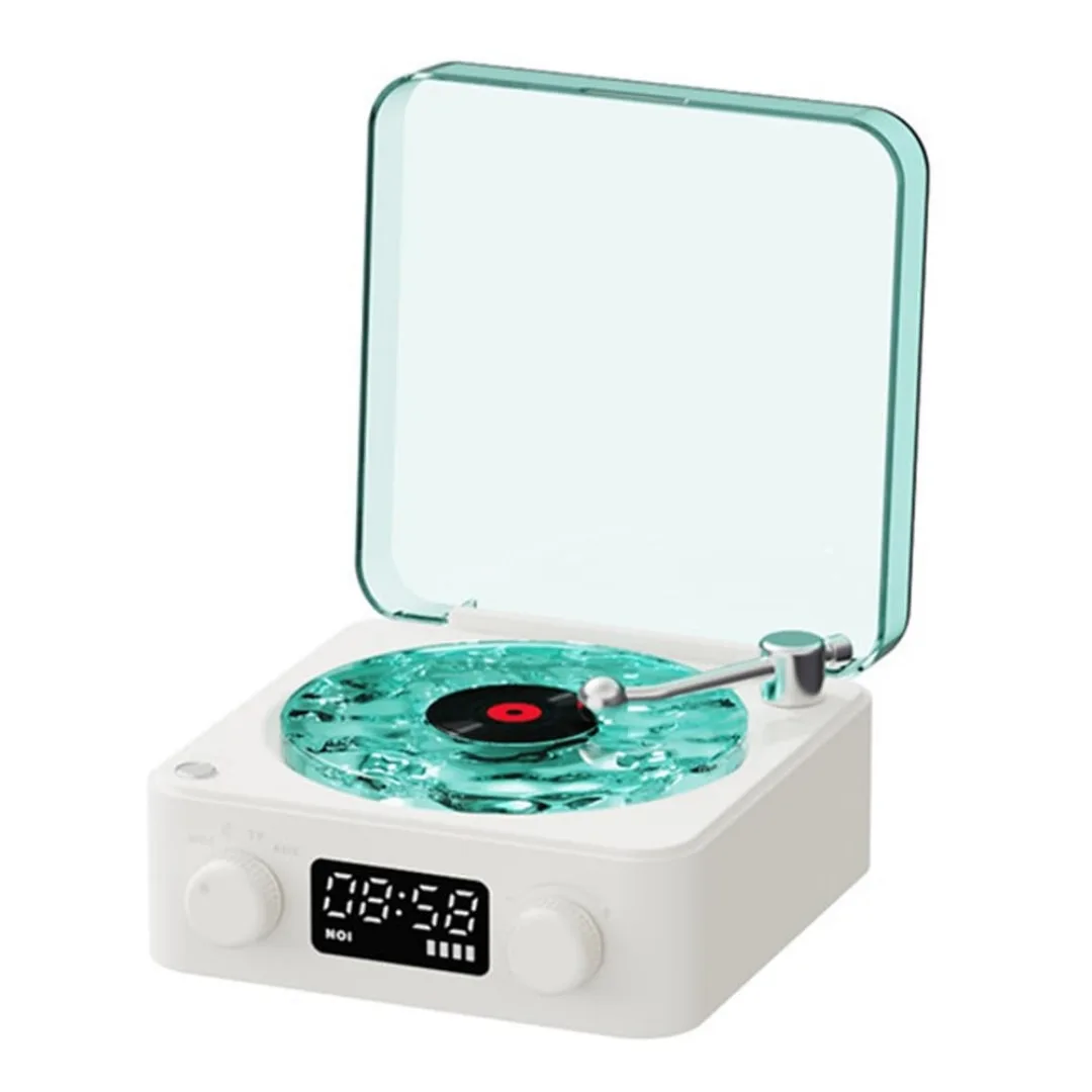 Boxa Bluetooth Retro Macvi® cu Lumini Ambientale si Sunete ale Naturii, 5W, 1500mAh, Alb