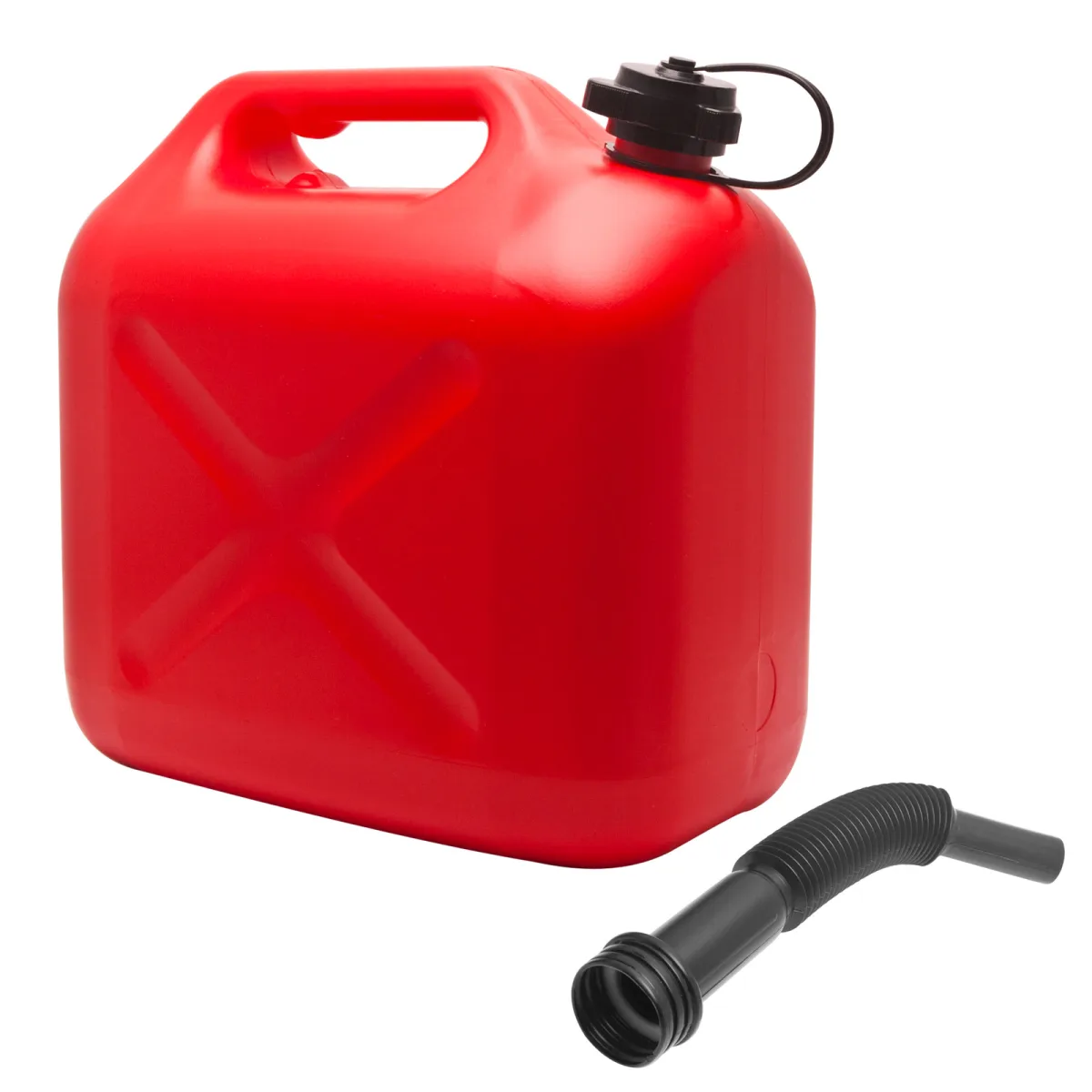 Canistra combustibil din plastic, 10 L, cu furtun de turnare, rosie