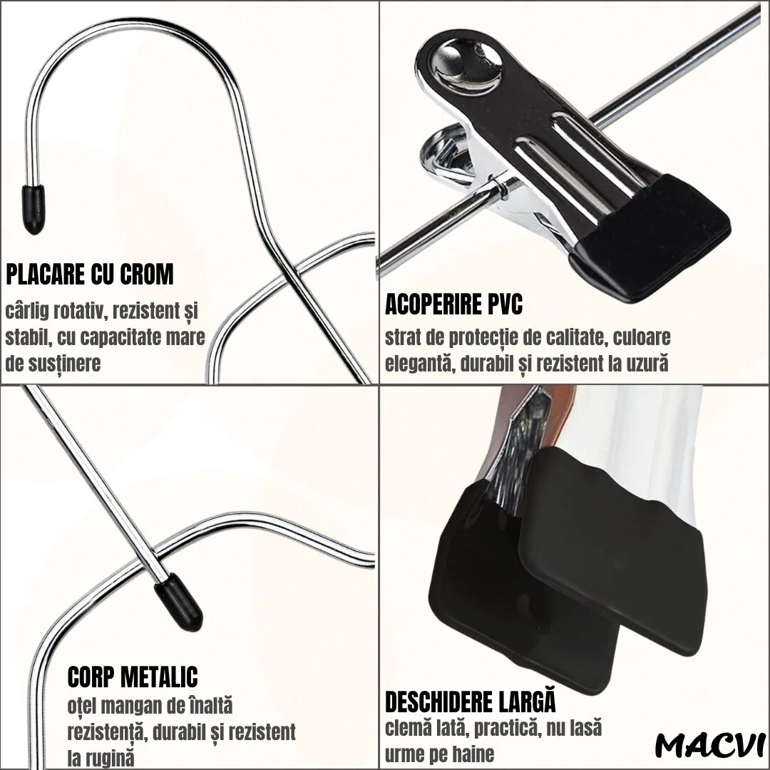 Umeras Macvi® pentru fuste si pantaloni, suport cu 4 niveluri, metal rezistent, economisire spatiu, 37.5x32.5 cm - imagine 4