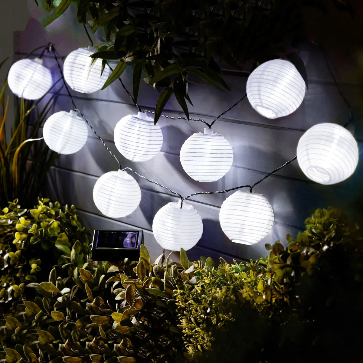 Sir de lumini cu felinare solare, 10 felinare albe, LED alb rece, 2,5 m