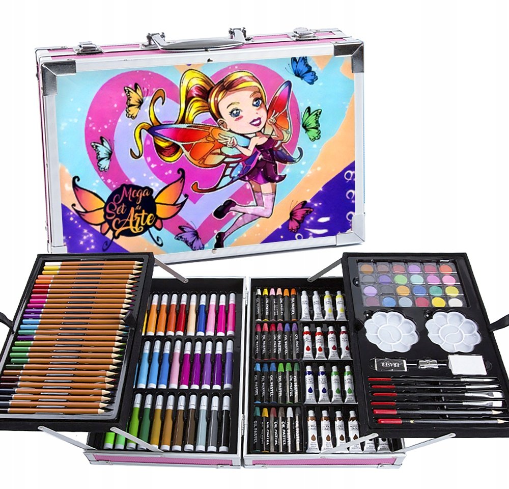 set 145 piese pentru pictura, pentru copii sau adulti, pixuri de colorat, creioane colorate si vopsele de pictura, cu geanta de transport roz flying girl, model avx-wt-impart145 3 Set 145 piese pentru pictura, pentru copii sau adulti, pixuri de colorat, creioane colorate si vopsele de pictura, cu geanta de transport ROZ FLYING GIRL, model AVX-WT-IMPART145 - imagine 3