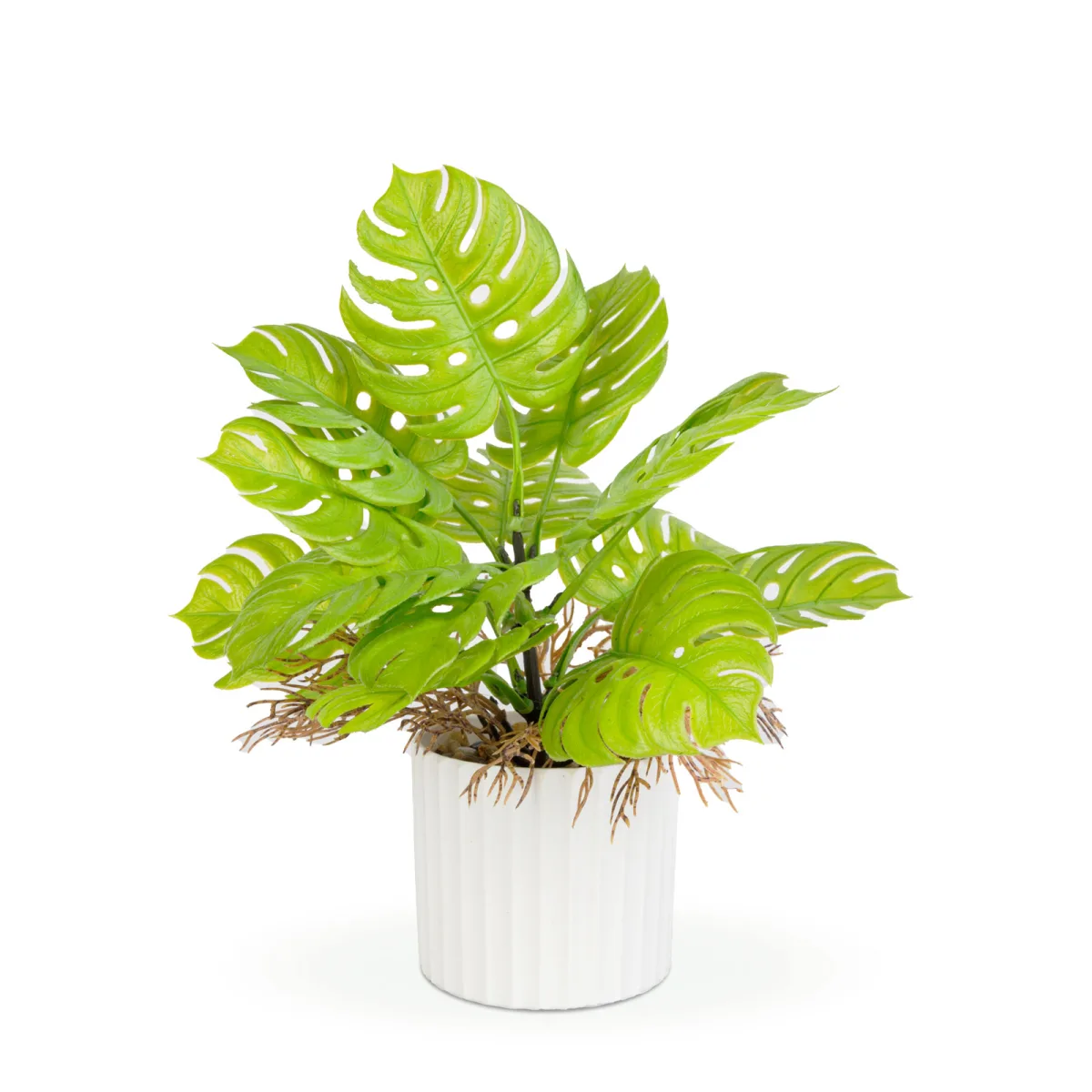 Planta artificiala Monstera decorativa 22 cm, in ghiveci, design realist, decor casa birou - imagine 2