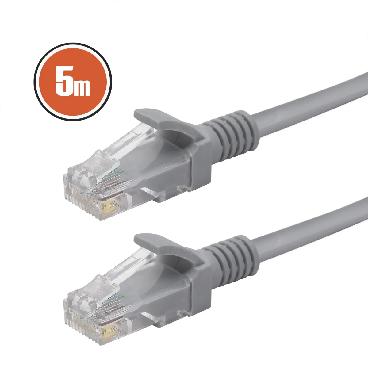 Cablu retea UTP CAT5e, 5m, RJ45, patch internet, gri