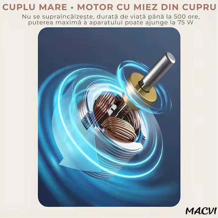 Perie electrica rotativa Macvi® 9 in 1 cu 9 capete interschimbabile, 2 viteze reglabile, wireless, IPX7, maner extensibil, autonomie mare, LED - imagine 3