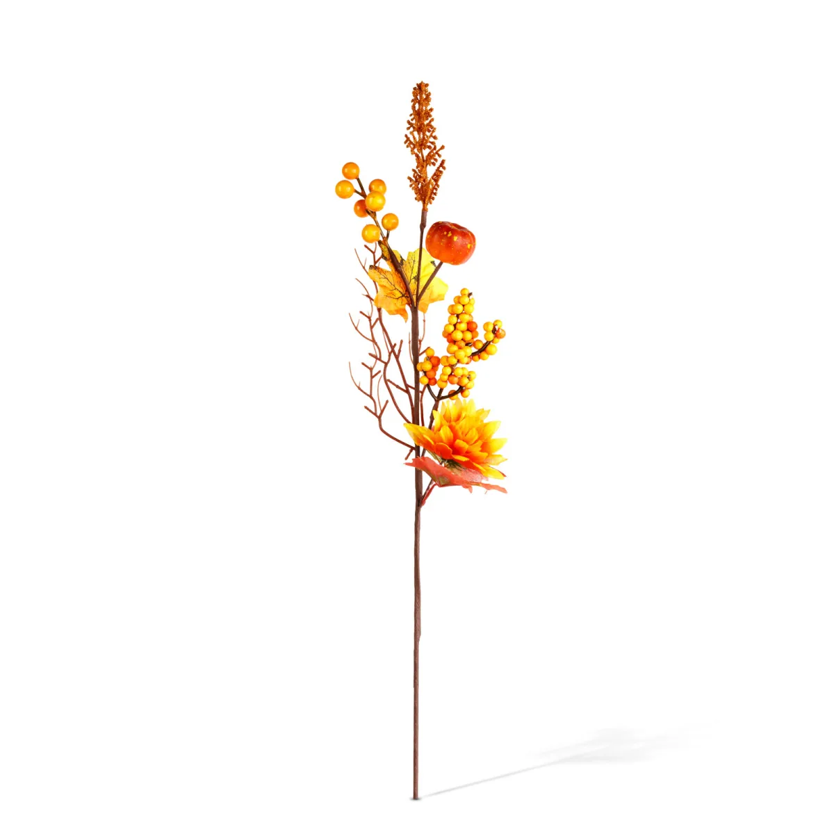 Crenguta decorativa cu fructe de padure, 62 cm, culori calde, rosu, portocaliu, maro - imagine 3