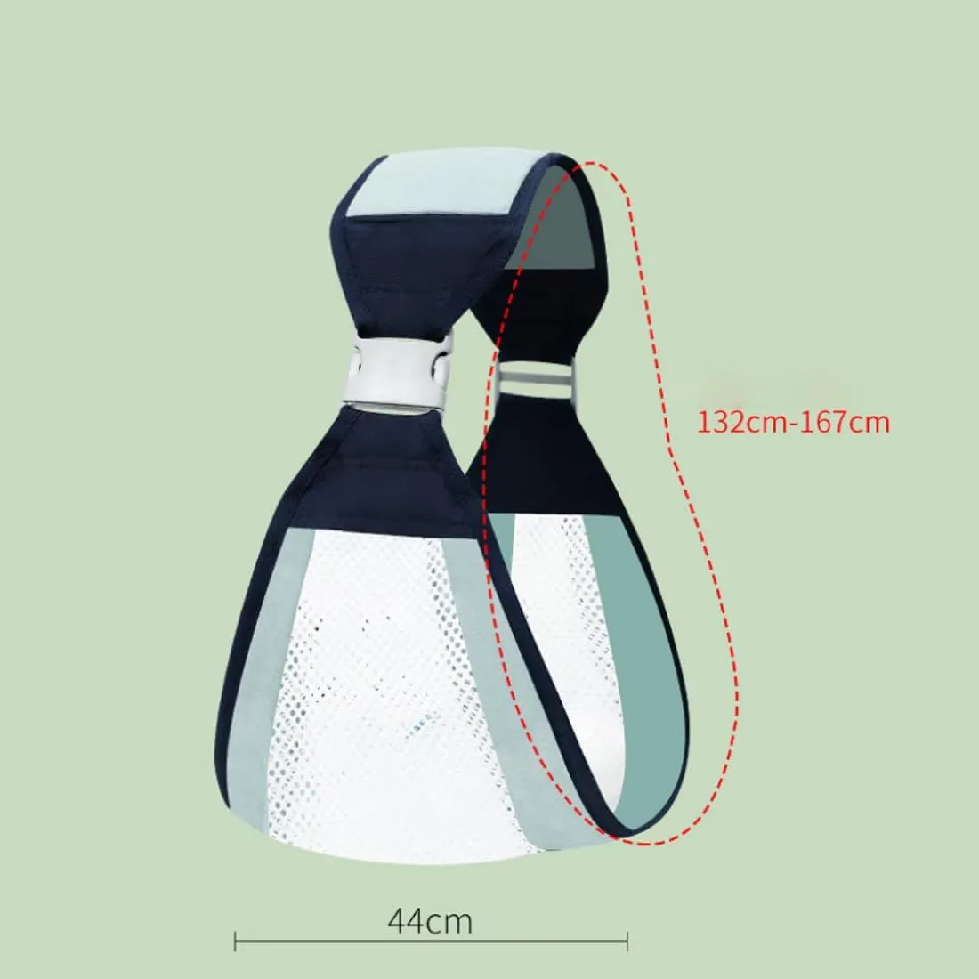 Marsupiu pentru bebelusi MACVI, ergonomic, bumbac si plasa respirabila, culoare verde, greutate max. 15 kg, dimensiune universala - imagine 5