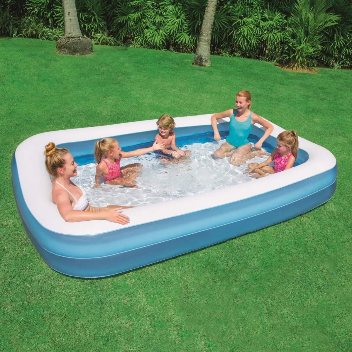 Piscină gonflabilă, familie, alb / albastru, 305 x 183 x 46 cm, PVC, capacitate 850 L - imagine 2