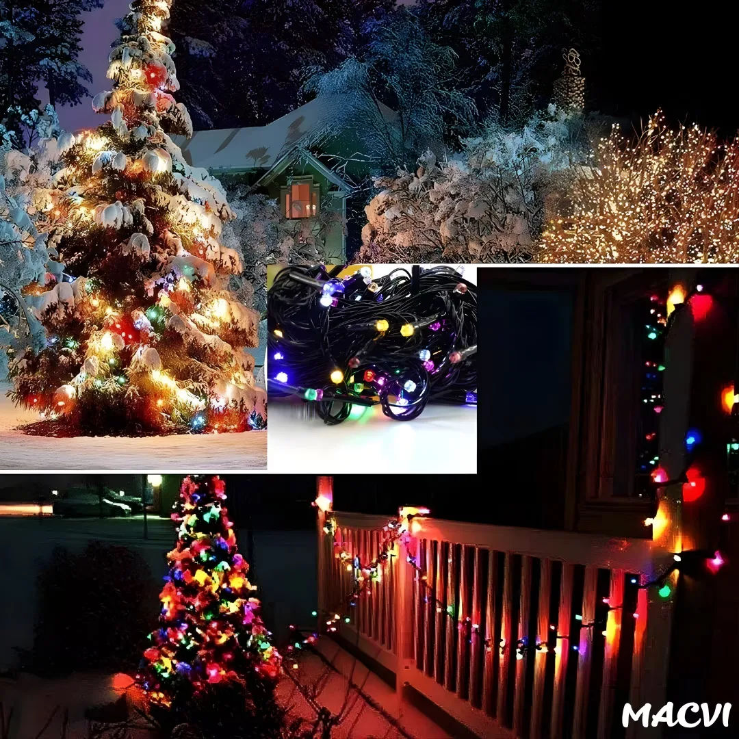 Instalatie luminoasa Macvi® 100 LED-uri, 10 metri, pentru decor de Craciun, rezistenta si economica - imagine 5