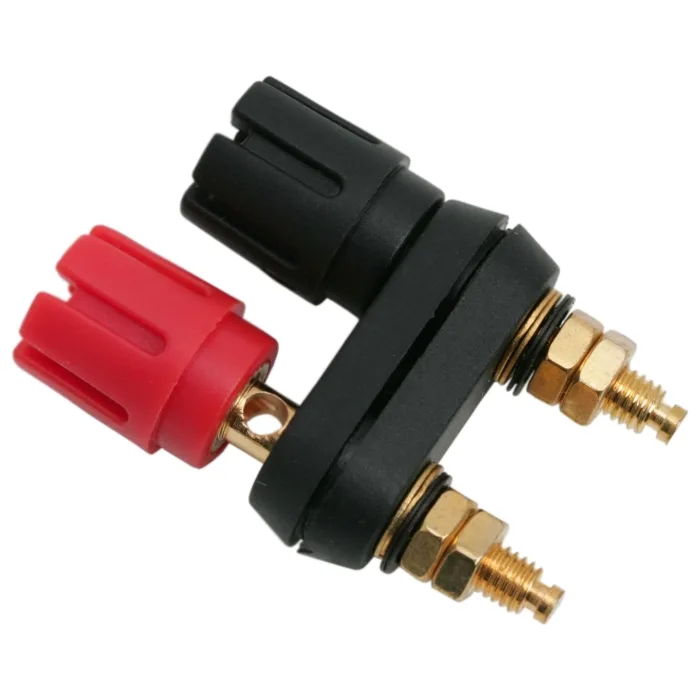 Terminal Banana Dublu pentru Boxe, Conector Audio cu Contacte Aurite, Rosu/Negru, 1 Buc