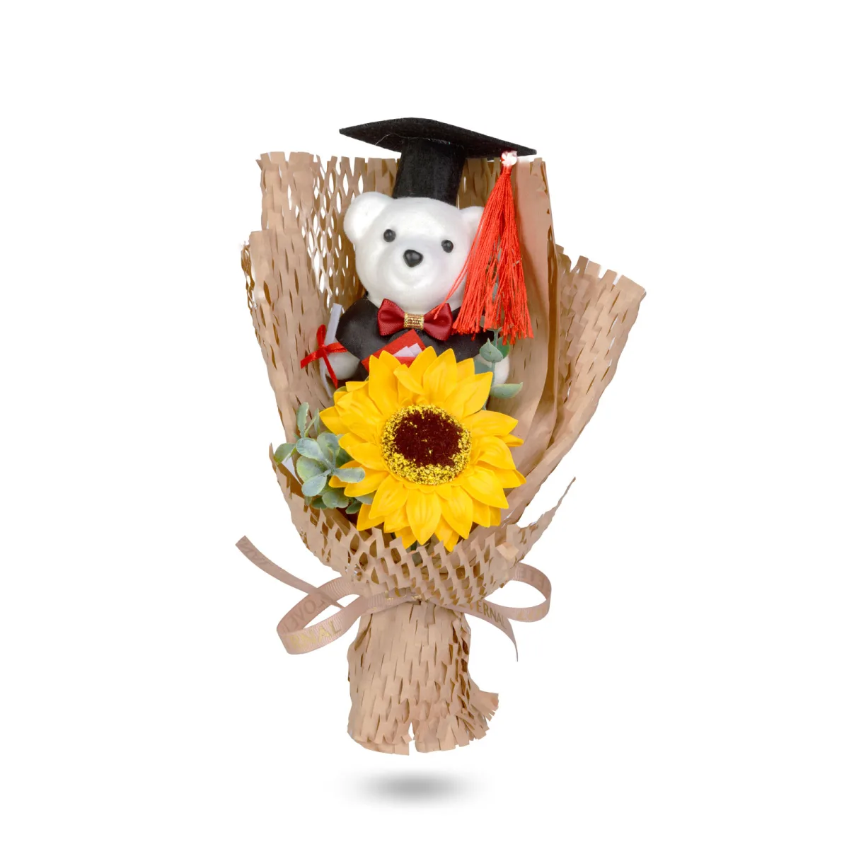 Cadou Absolvire cu Ursule Graduation si Floare de Floarea-Soarelui in Cutie Transparenta, 26 × 10,5 × 14 cm, Decorațiune Gift Box - imagine 3