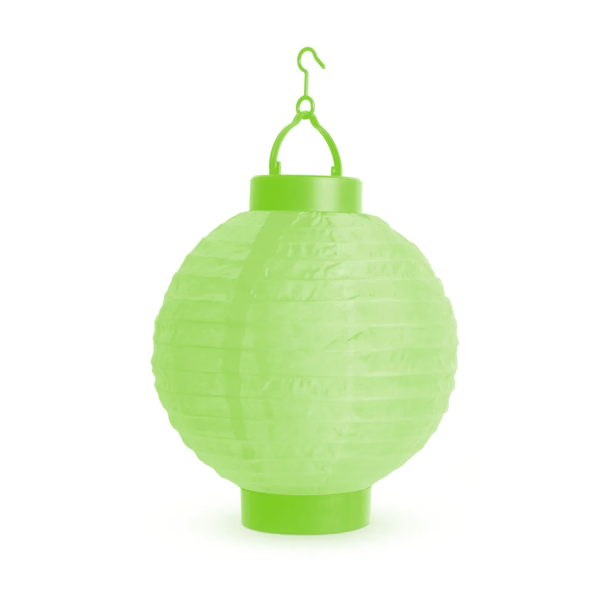 Lampion LED decorativ, verde, 1 LED, Ø20 cm, pentru gradina/ terasa, interior, functioneaza 2xAAA