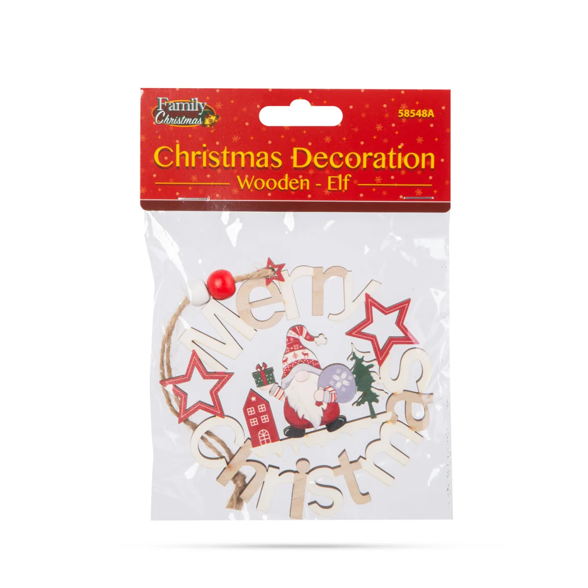 Decoratiune Craciun elf lemn, 11 cm - imagine 3