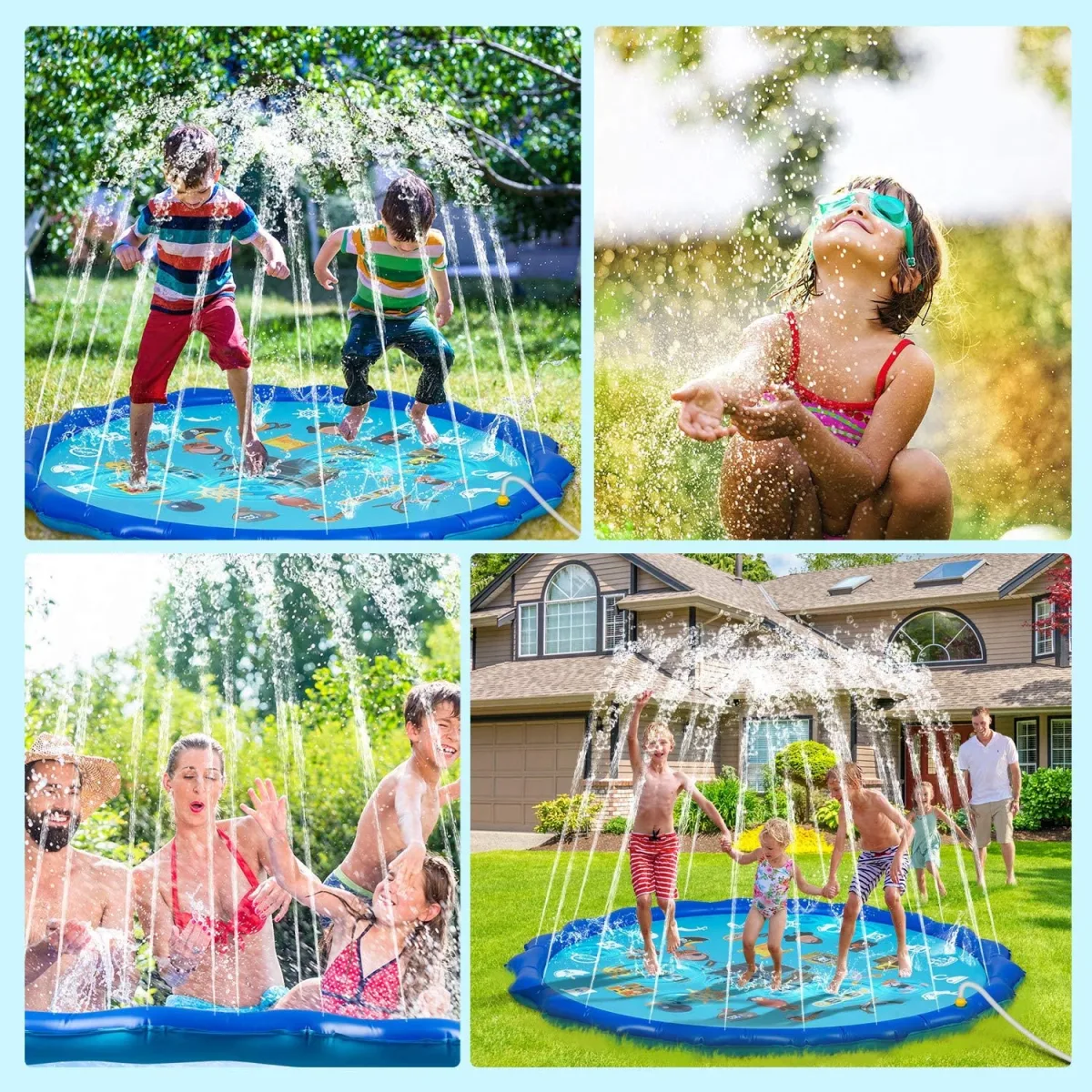 Piscina cu stropitoare, MACVI SummerFun X2, 170 cm, Albastru, pentru copii - imagine 5