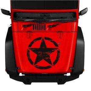 Sticker autoadeziv pentru vehicule Off Road, model „Rusted Army Star”, dimensiune 50 x 50 cm, culoare Neagra