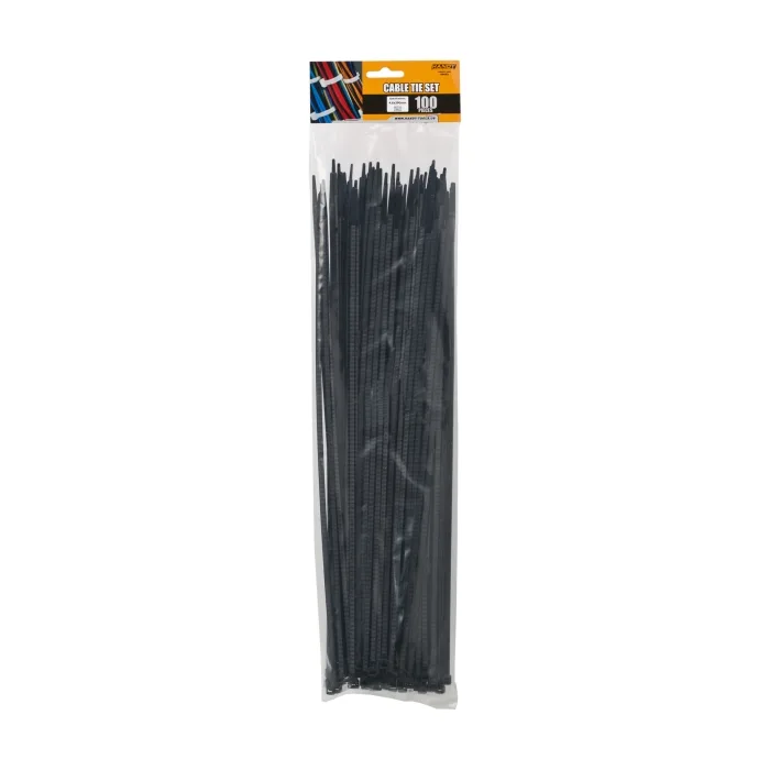 Coliere Plastic pentru Cabluri, 390×4.6 mm, Nylon Auto-Blocante, Negre, 100 buc
