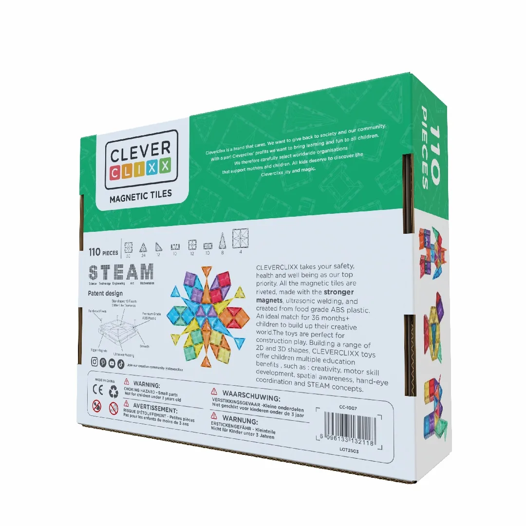 Set magnetic de construit Inventiv 110 piese, Cleverclixx - imagine 3
