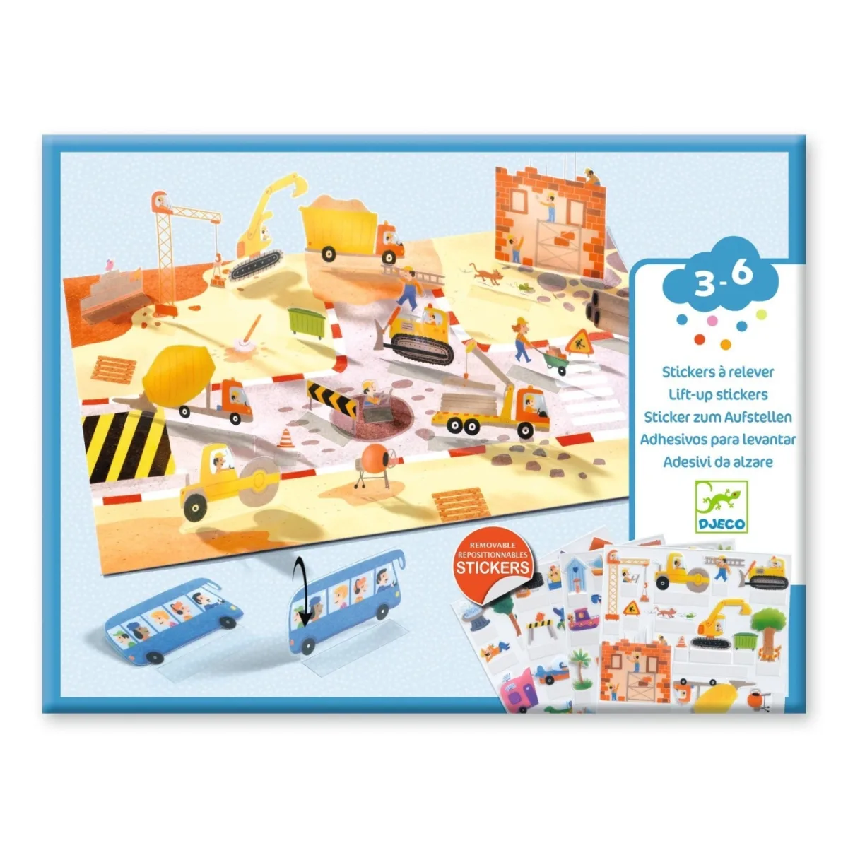 Set creativ de stickere reutilizabile Masini, Djeco
