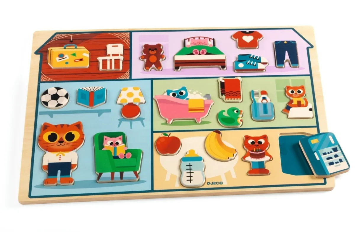 Puzzle din lemn Acasa, Djeco - imagine 3