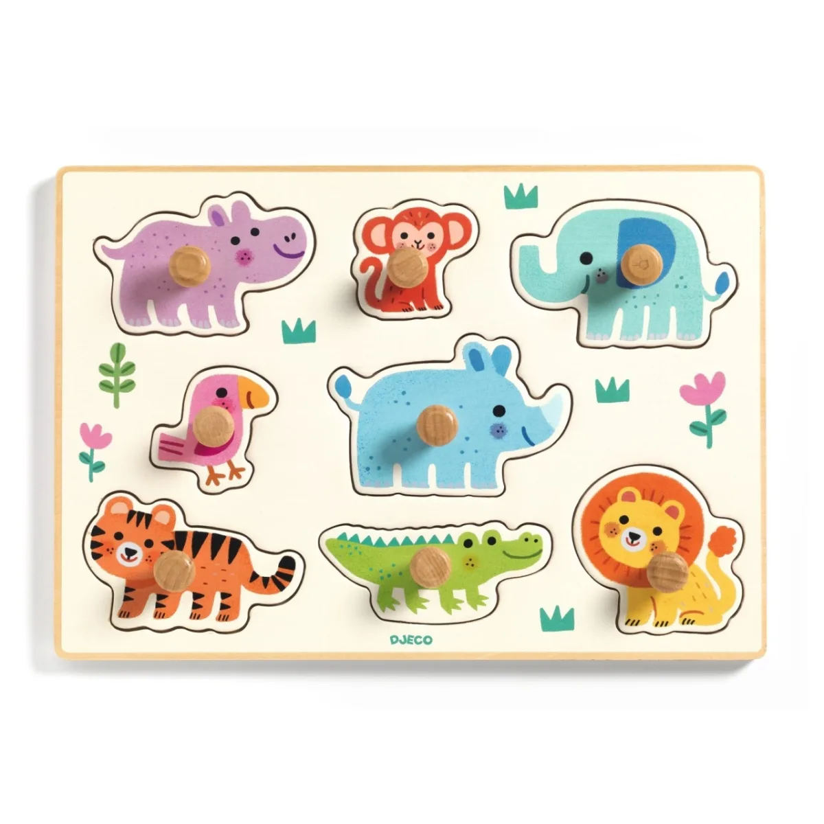 Puzzle din lemn cu animale salbatice, Djeco - imagine 3