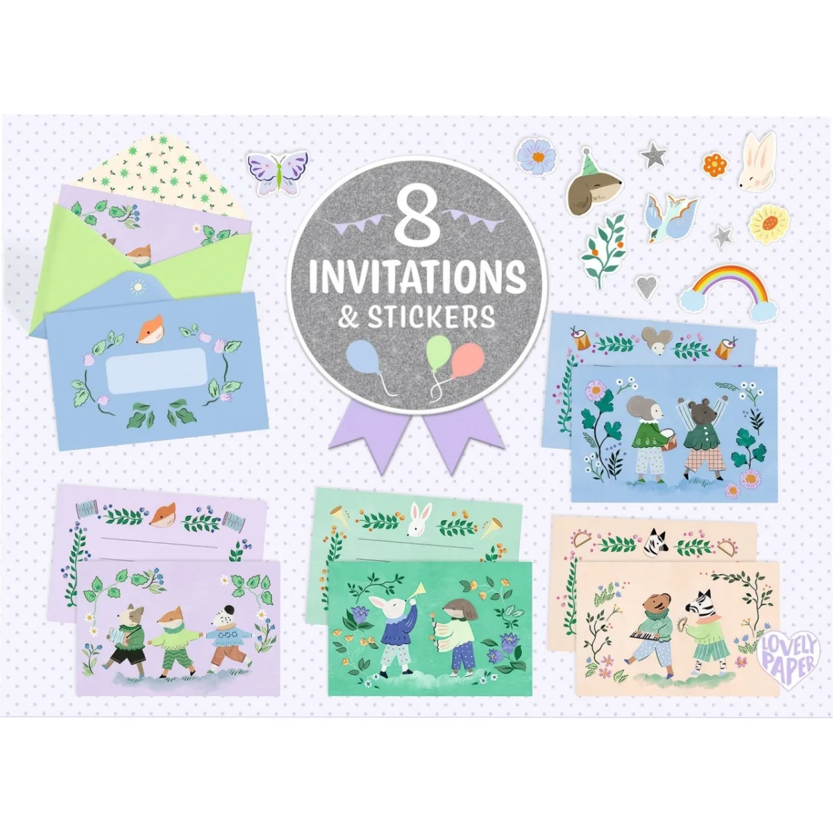 Set de invitatii Parada animalelor, Djeco - imagine 4