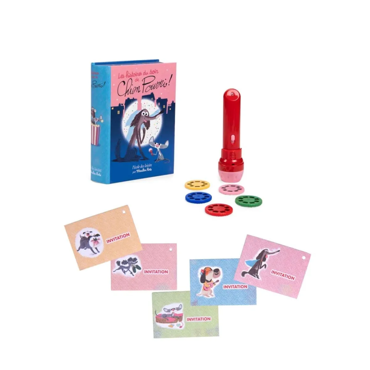 Cutie cu lanterna de proiectat povesti Chien Pourri, Moulin Roty - imagine 5