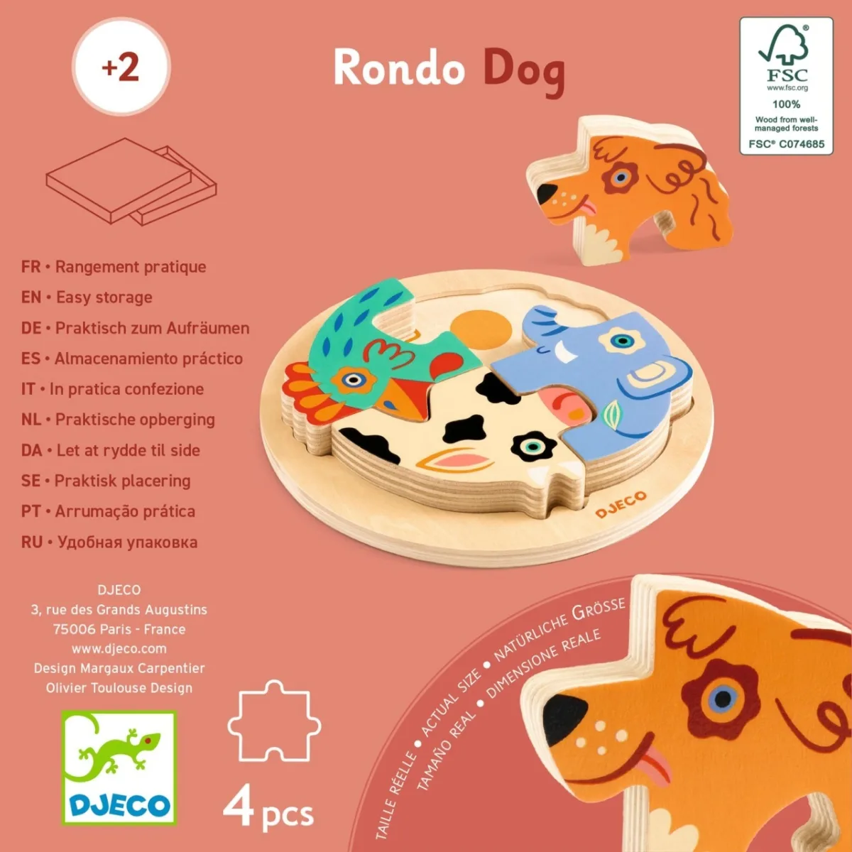 Puzzle din lemn Rondo Dog, Djeco - imagine 3