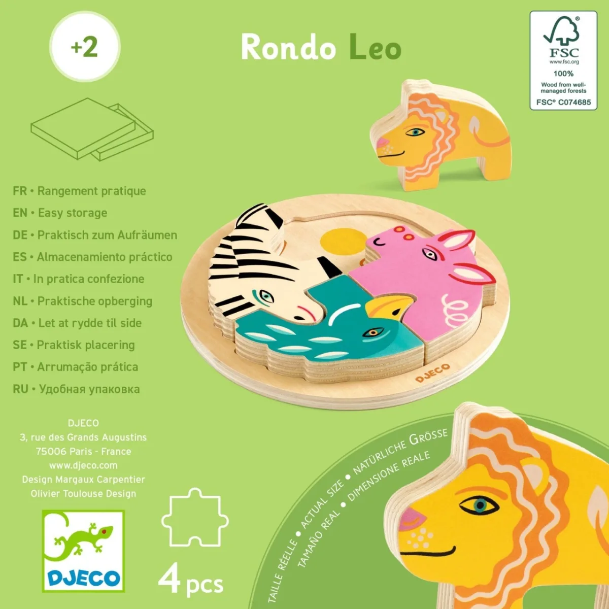 Puzzle din lemn Rondo Leo, Djeco - imagine 5