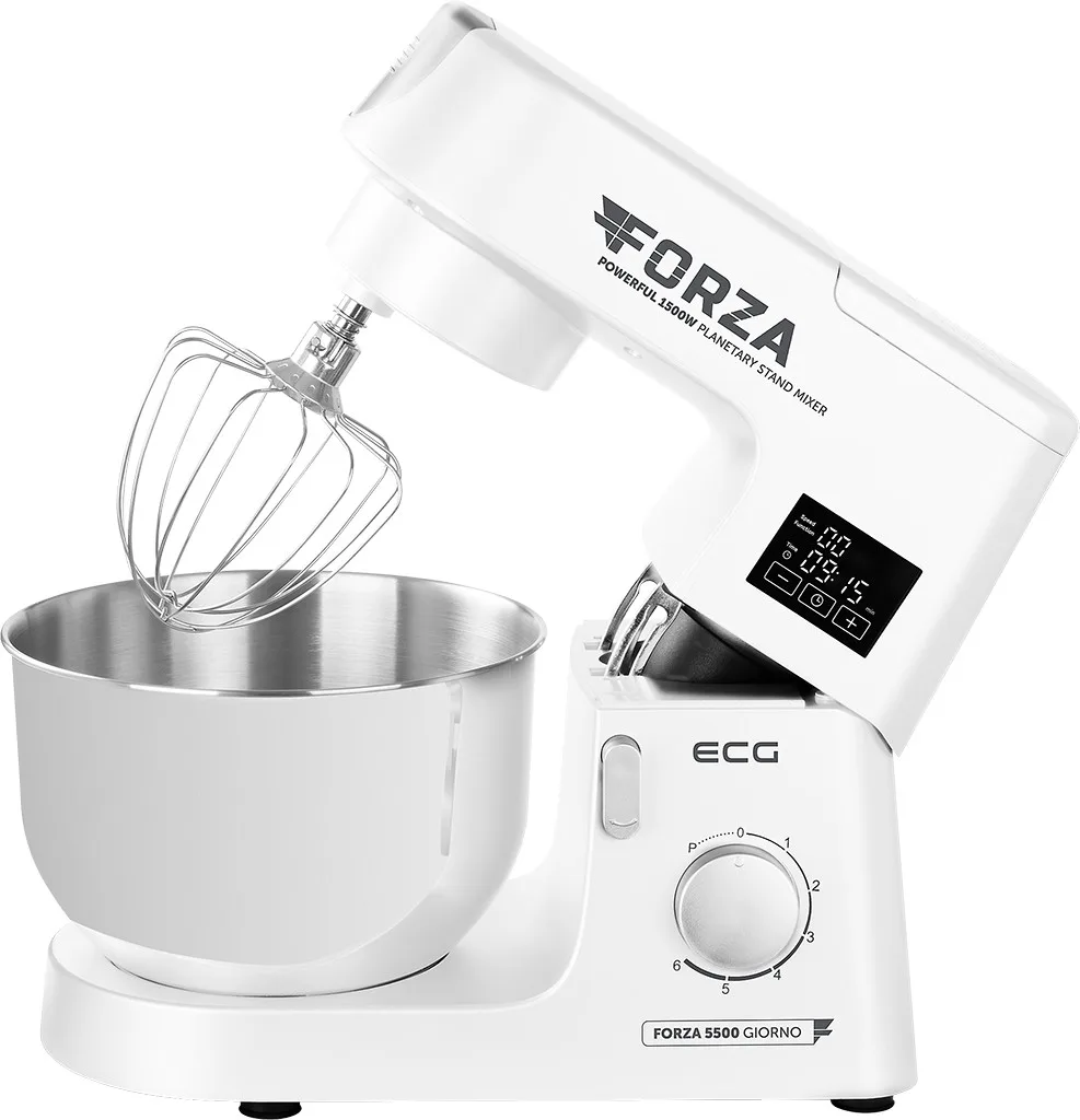 Robot de bucatarie ECG FORZA 5500 Giorno Bianco, 1500 W, 6,5 litri, panou de control tactil, sistem de amestecare planetar - imagine 3
