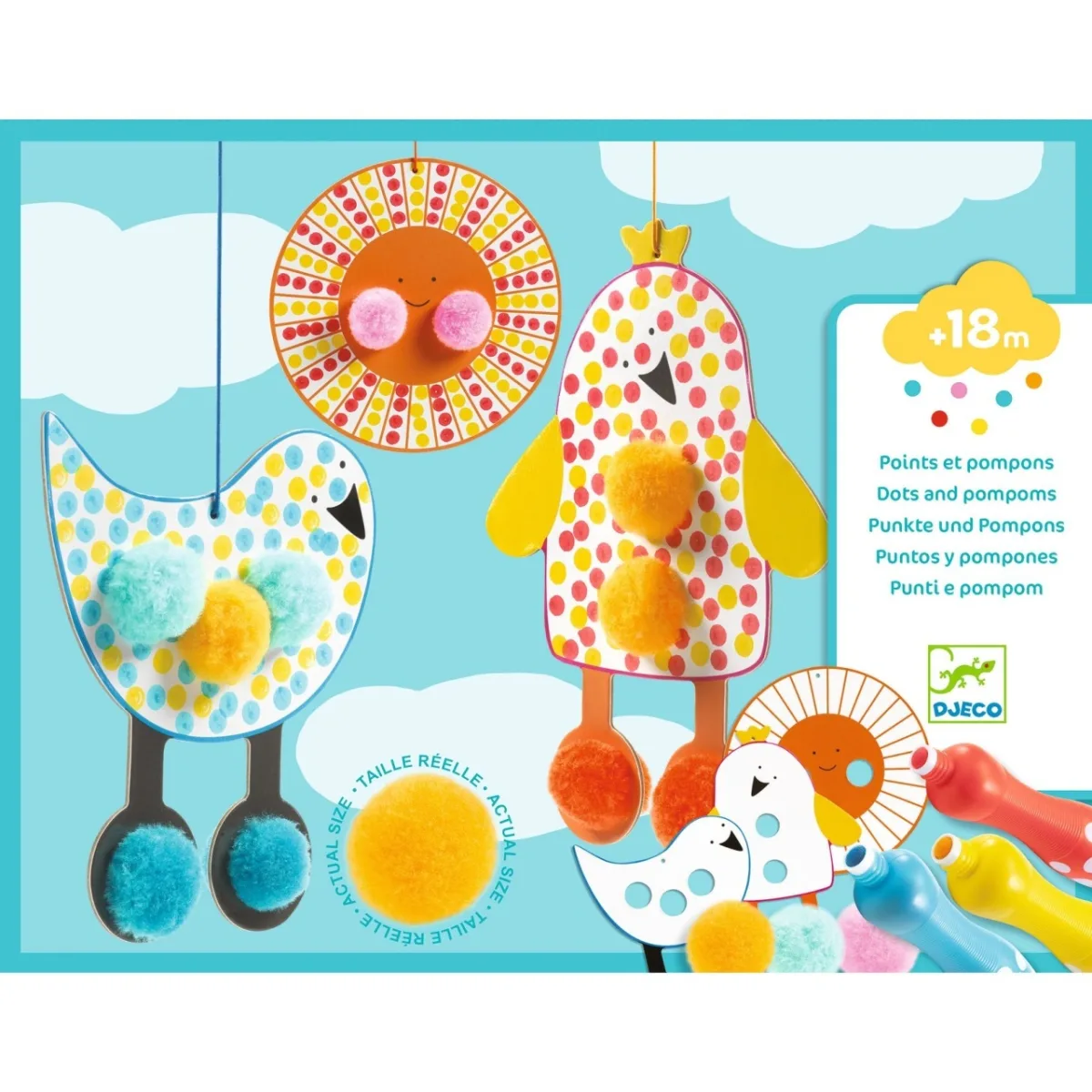Set creativ de colorat cu pompoane si buline, Djeco - imagine 5
