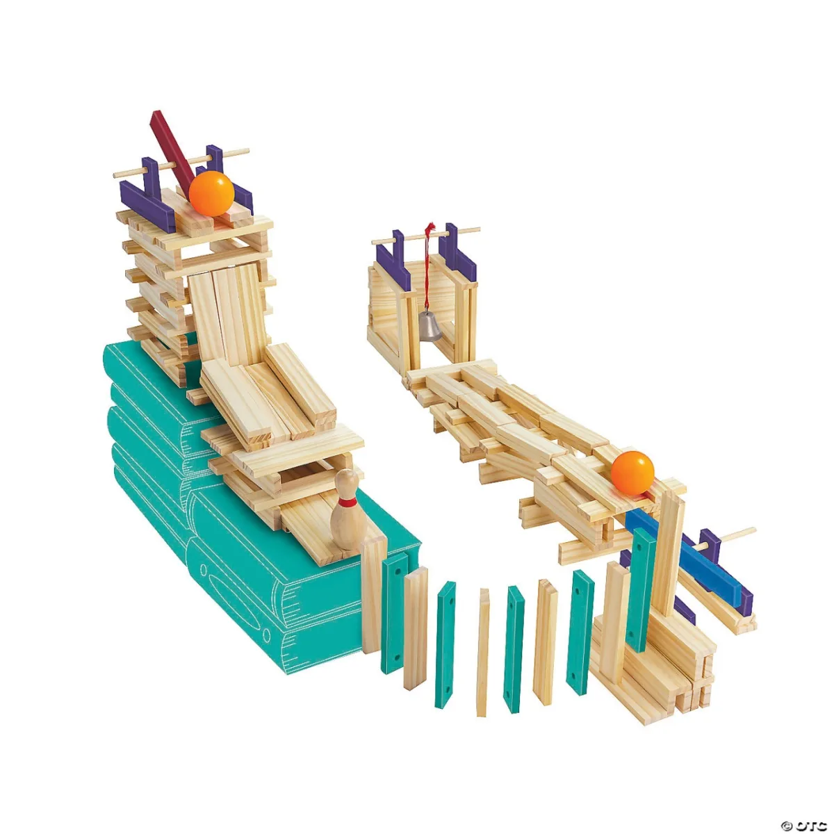 Joc STEM de constructie din lemn tip marble run, Keva Contraptions Reactions Planks - imagine 2