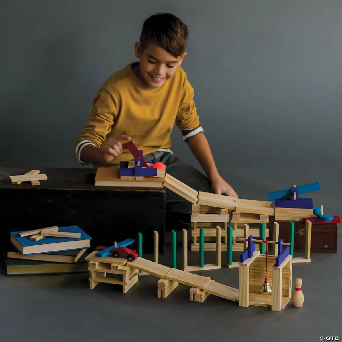 Joc STEM de constructie din lemn tip marble run, Keva Contraptions Reactions Planks - imagine 3