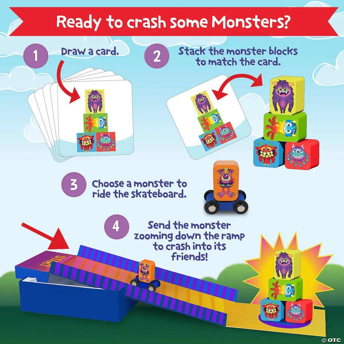 Joc distractiv de asociere si motricitate cu mostruleti haiosi, Crash Monsters - imagine 3