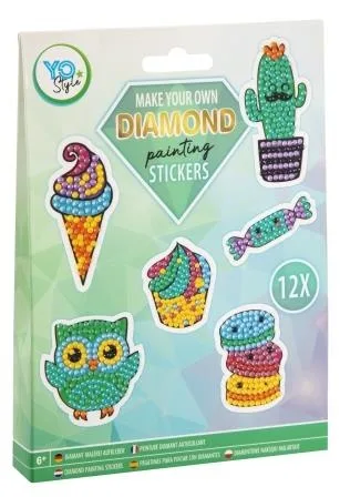 Set creativ, Creeaza propriile abtibilduri cu strasuri, Diamond paint stickers, Grafix(Verde) Verde