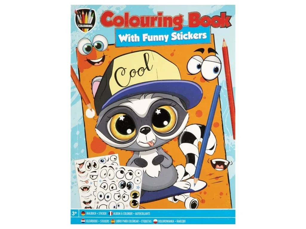 Carte de colorat pentru baieti, cu abtibilduri amuzante, A4, 24 pagini