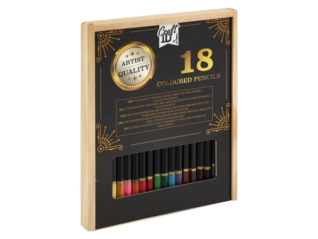 Set 18 creioane colorate in cutie de lemn, Craft ID