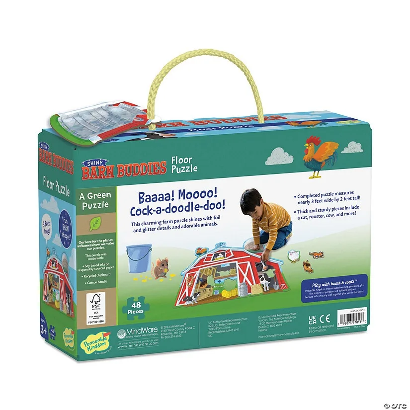 Puzzle de podea in forma de hambar, Barn budies floor puzzle, Peaceable Kingdom - imagine 3
