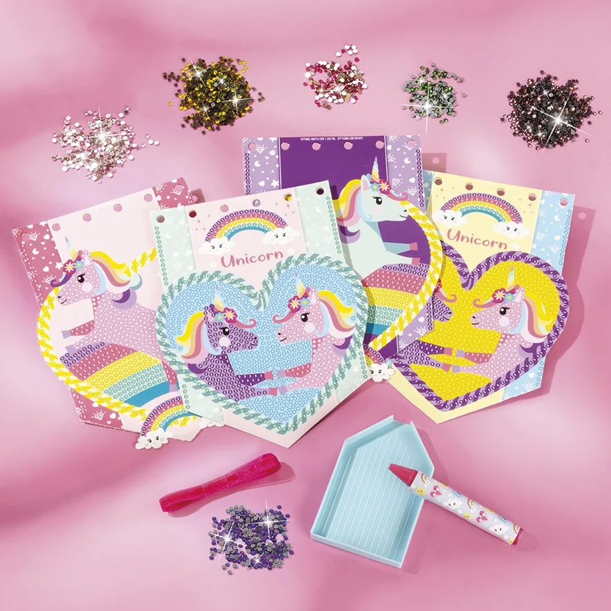 Set creativ DIY cu diamante - unicorni cu slipici - imagine 3