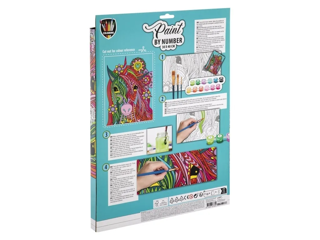 Set creativ, Picteaza pe numere, Canvas Unicorn, Grafix - imagine 2