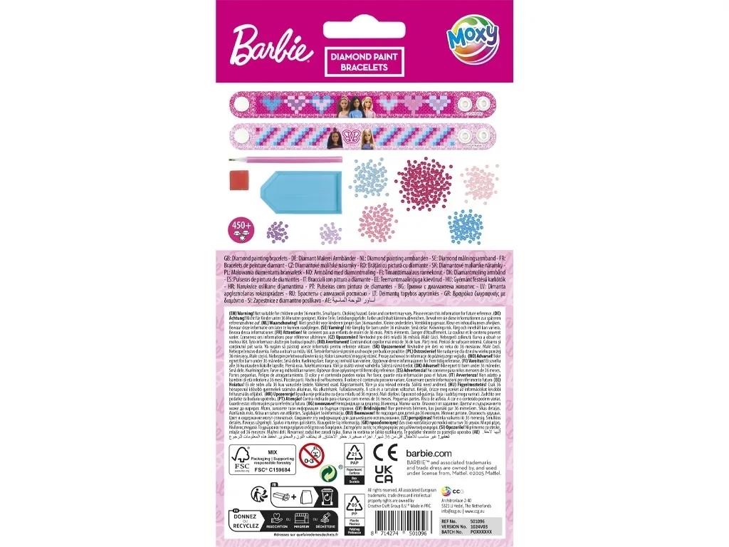 Set creativ DIY, Creeaza bratari cu tehnica diamond painting, Barbie - imagine 2