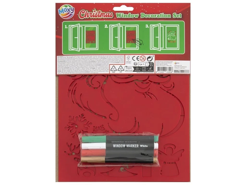 Set de decoratiuni pentru ferestre, cu markere si sabloane, tematica Craciun - imagine 2