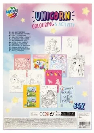 Carte cu activitati de colorat, unicorni, A4, 64 pag, Moxy - imagine 2