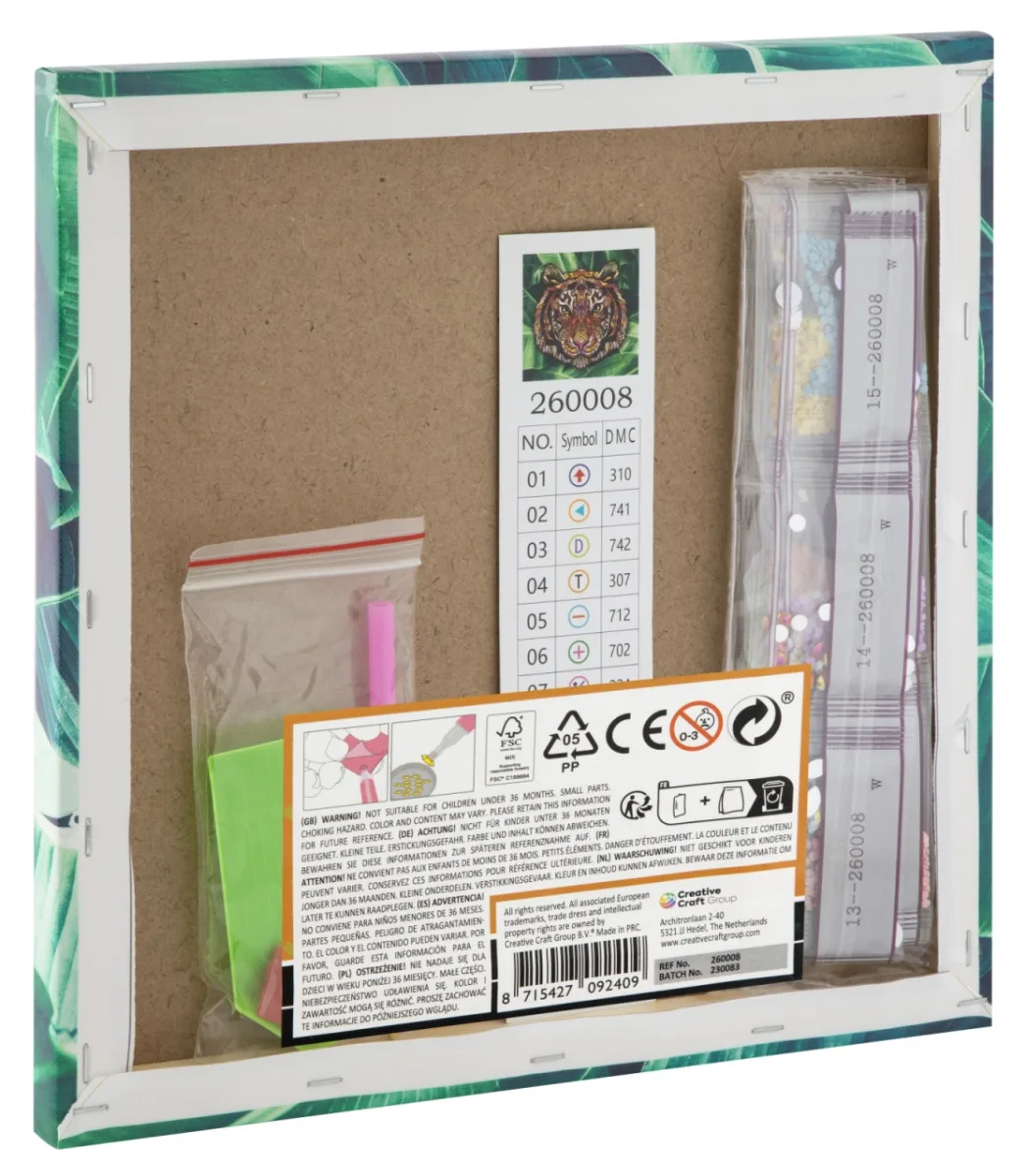 Set creativ cu strasuri, Diamond paint, Canvas Tigru, Moxy - imagine 2