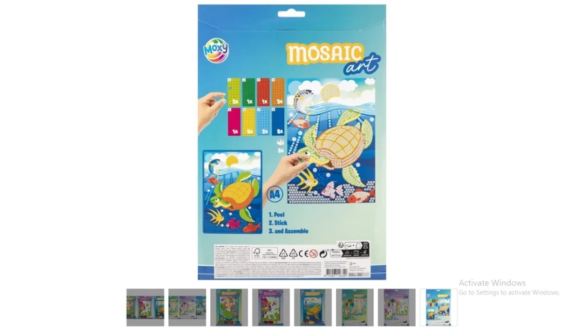 Set creativ, Mozaic din spuma cu sclipici, A4, unicorn(Testoasa) Testoasa - imagine 2