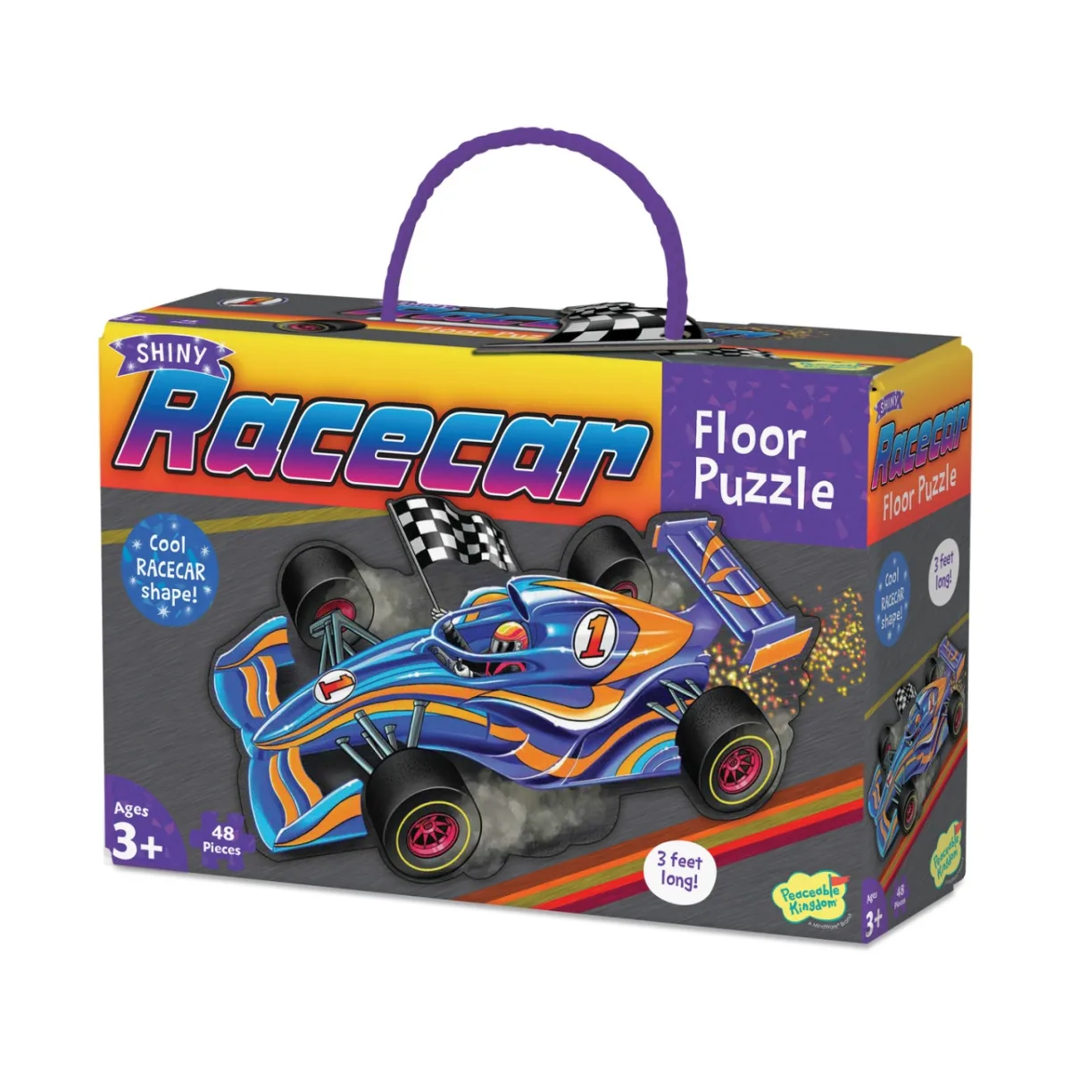 Puzzle de podea in forma de masina de curse, Racecar Floor Puzzle - imagine 2